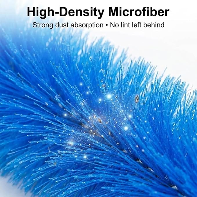 Ultimate Dusting Tool, Fan Cleaning Brush, Bendable Microfiber Head, Flexible Microfiber Duster Remover Washable ldeal for Electric Fans Air Conditioning, Home Car Vents, Curtain (3pcs*Blue)