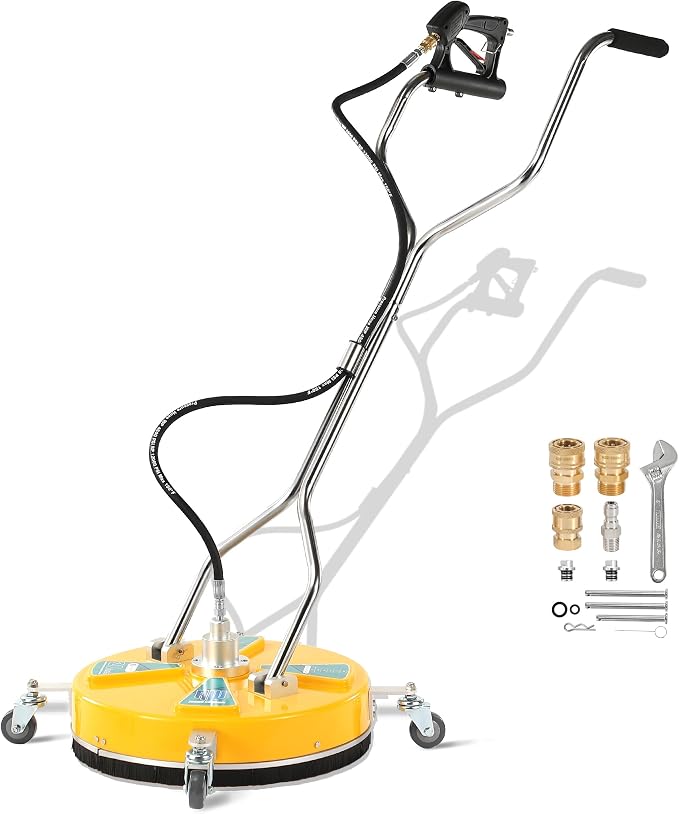 RIDGE WASHER 20'' Pressure Washer Surface Cleaner, with Dual Handle | Power Washer Surface Cleaner with 4 Wheels for Cleaning Driveways, Sidewalks, Patios, Decks, 4500 PSI