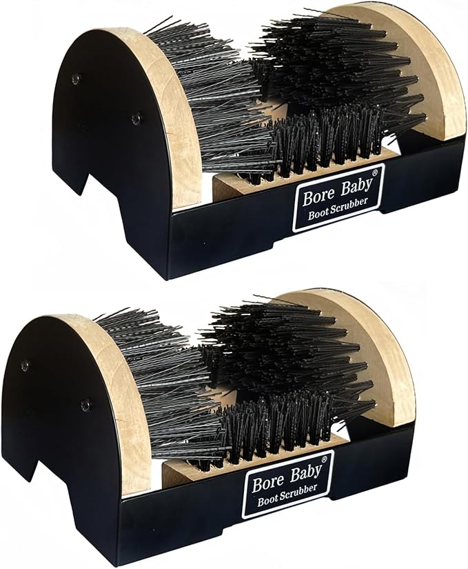 Boot Scrubber Brush Outdoor Heavy Duty Mud Cleaner (2 Pack | Boot scraper with stiff nylon bristles. Removes mud, snow & debris. 2-pack for entryway, work boots & outdoor use