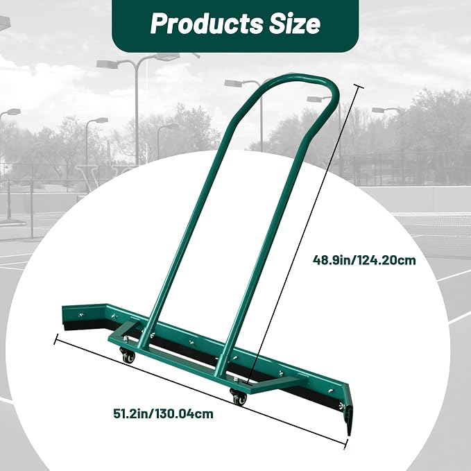 AIWFL 4.3FT Aluminium Alloy Sport Tennis Court Squeegee with Wheels | Tennis Court Rain Shuttle with Additional 2 EVA Foam Blade,Professional Squeegees Floor Water Remover Squeegee Broom,Green