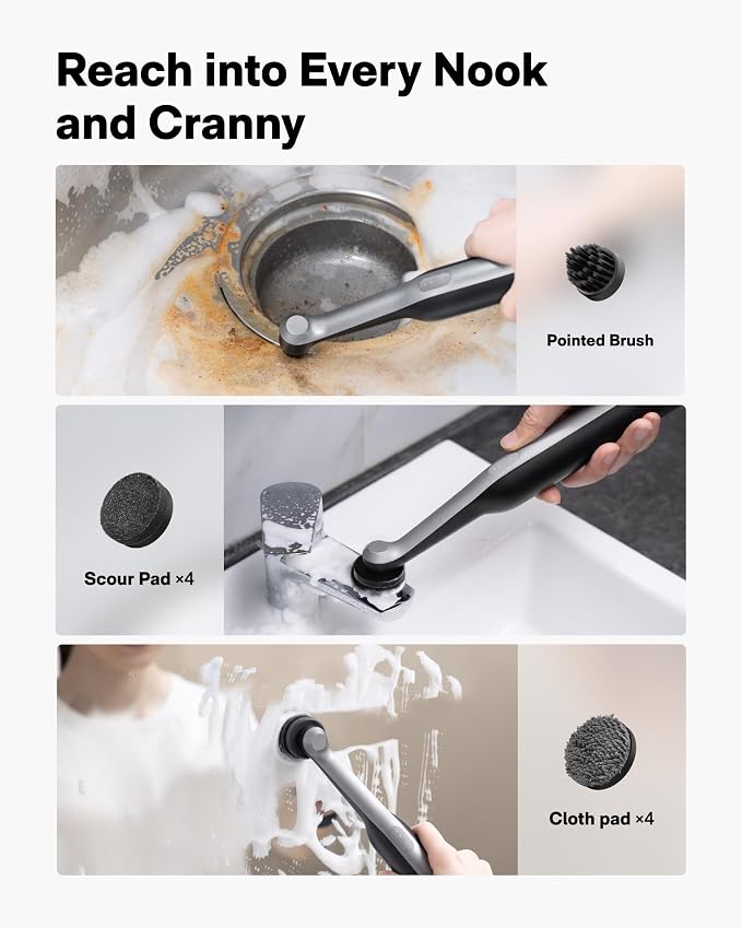 HOTO 16 Pcs Replacement Brush Heads for Wand™ Electric Scrubber Only | Suitable for HOTO Electric Scrubber Only, Cordless Spin Scrubber Accessories for Tiles, Grout, Corners, Crevices
