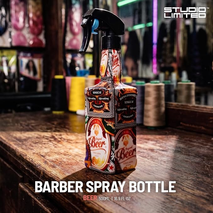 STUDIO LIMITED Barber Spray Bottle Barber Stylist Fine Mist Sprayer Refillable Hair Spray Bottles Mist (Beer 500ml/16.9oz)