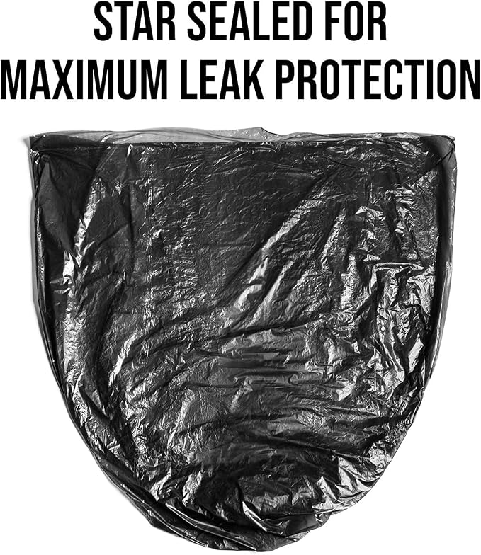 Aluf Plastics T-Tough Roll Pack Low Density Repro Blend Star Seal Coreless Rolls Bag, 12-16 Gallon 1.0 Mil, 32" Length x 24" Width, H Strength, Black (Pack of 2000)