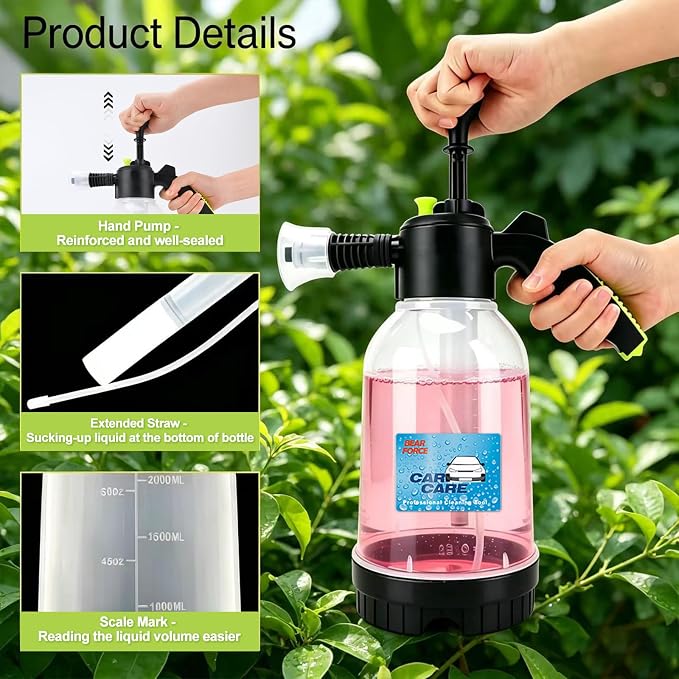 Bear Force Hand Pump Foam Sprayer, Hand Pressurized Snow Foam Cannon 75 oz for Cleaning & Washing, for Home Garden & Car Detailing