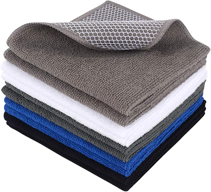Dish Cloth for Washing Dishes Kitchen Washcloth Cleaning Cloth | 12x12inch 10pack Kitchen Towels Rags, Microfiber Cleaning Cloths, Wash Cloths with Poly Scour Side, Wholesale, Assorted