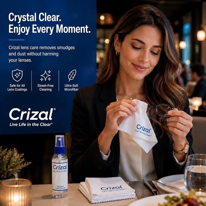 Crizal® Microfiber Eyeglass Cleaning Cloth – Finest Microfiber Cloth Available | Designed & Tested by CRIZAL® | Developed, Trusted and Safe for Advanced AR Lens Coatings | 4 Pack |