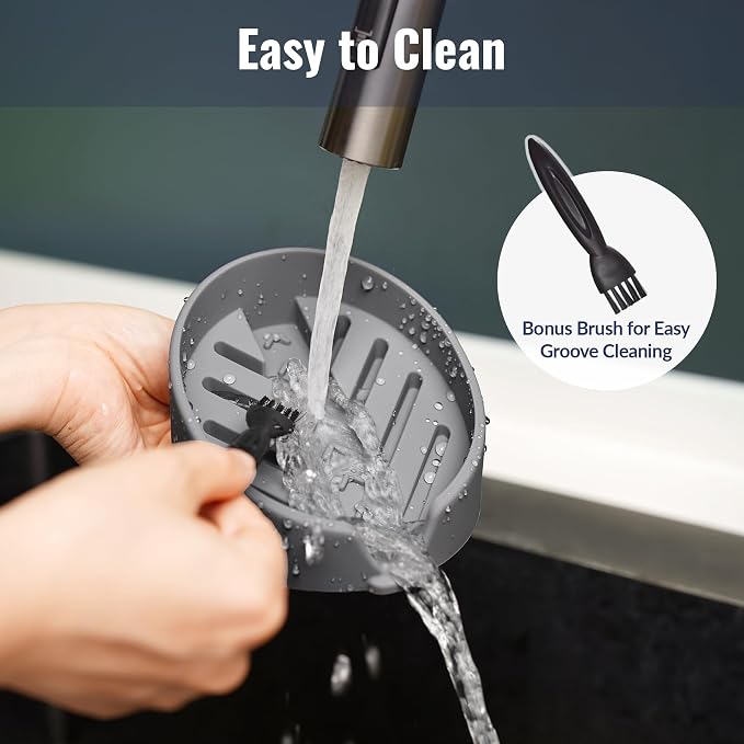 NiHome Silicone Sponge Holder for Kitchen Sink, Fits Scrub Daddy Mommy | Self-Draining Dispenser Organizer Tray, Sink Caddy Countertop Fits Soaps, Scrubber, Dishwasher Safe, Includes Brush