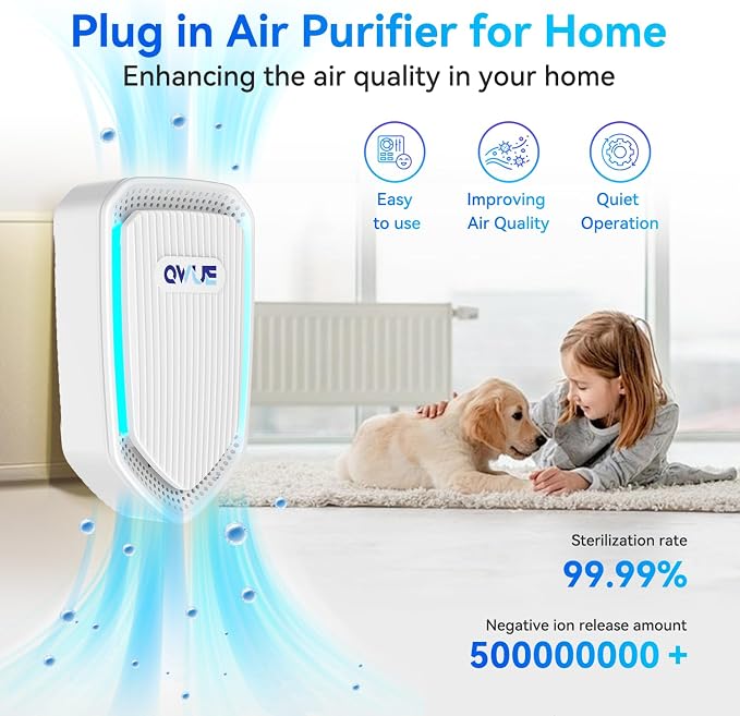 8Pack Air Ionizer Plug In, Filterless Home Negative Air Purifier, Quiet Air Freshener Portable Cleaner for Odors Smoke Dust, Air Purifiers for Home Office, Bedroom, Bathroom