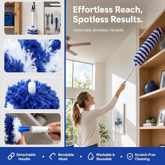 Microfiber Dusters for Cleaning, Washable Feather Duster for Household Cleaning, Car Cleaning, Office Cleaning