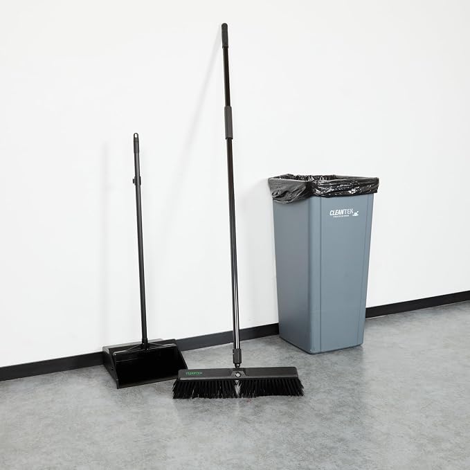 Restaurantware-Clean Tek Professional 17.13 Inch Push Broom, 1 Heavy-Duty Broom With 59â€ Handle - Heavy Bristles, 2 Handle Attachment, Wooden, Commercial Use, For Deck, Garage, Yard, Patio