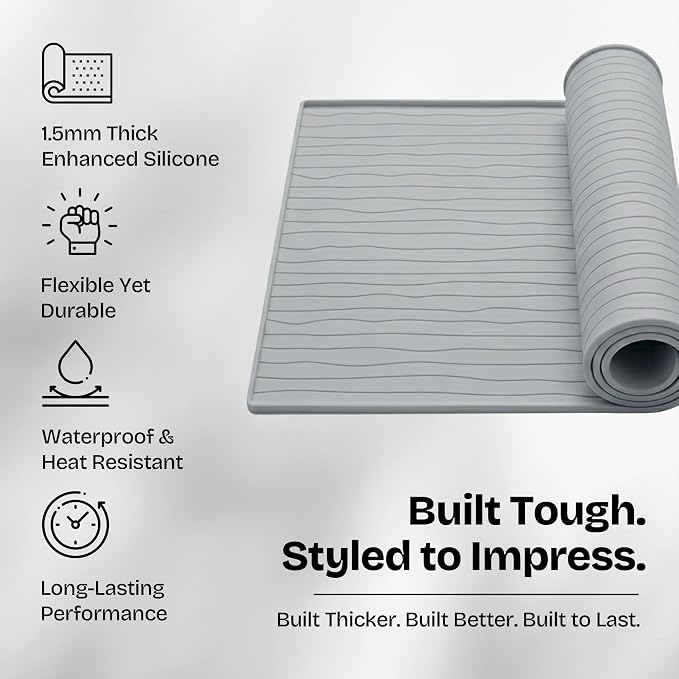 1 PC Washer and Dryer Covers for Top 25x25 in, Protector Topper Mat | Silicone Non-Slip Waterproof Washer and Dryer Covers For The Top Load, Dust Guard, Laundry Cover Top (Moonstone /Light Grey)