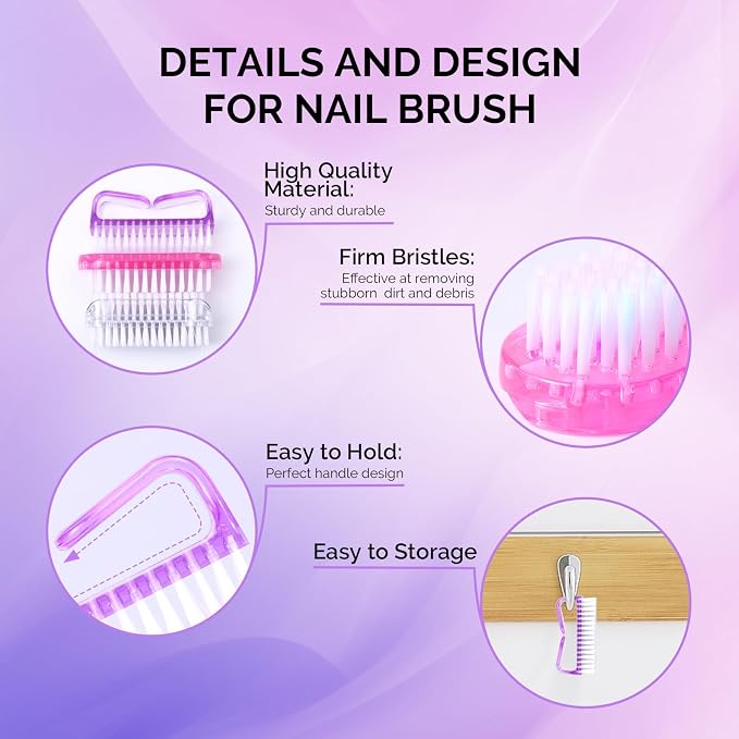 Melodysusie All in One Nail Brush Set, 3 Pack Nail Brushes for Cleaning Fingernails, Nail Dust Brush and Cleaner Scrubbing Set Manicure Pedicure Tools for Men and Women