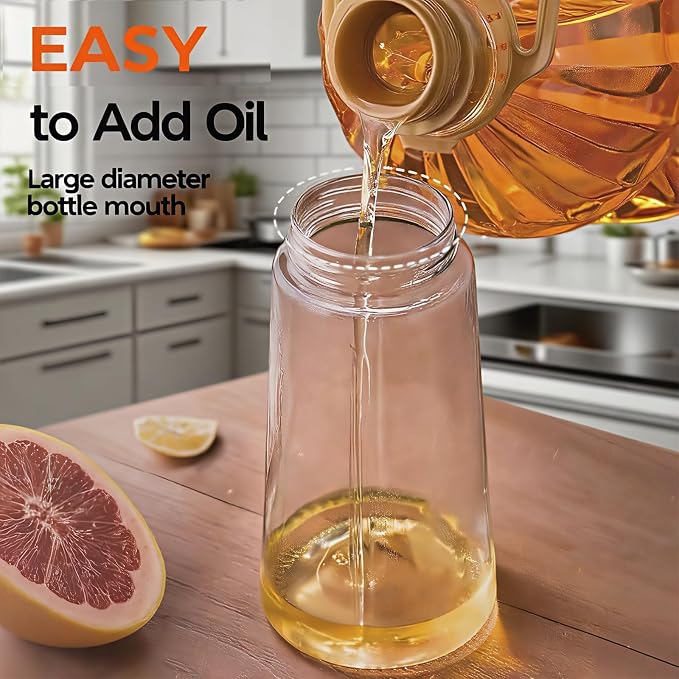 2 in 1 Oil Sprayer for Cooking, 16oz/470ml | Oil Dispenser for Kitchen Gadgets, Premium Food-Grade Oil Bottle, for Salad, Air Fryer, BBQ