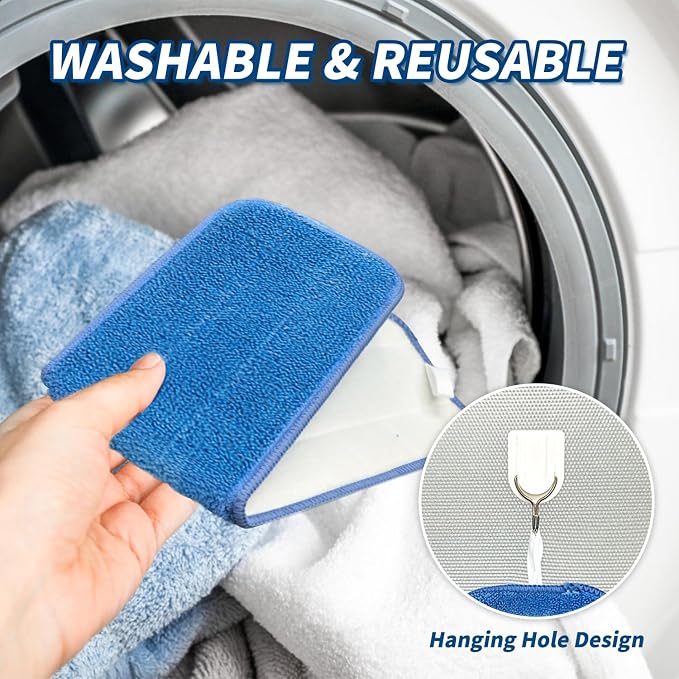 GEMLORD 20 Pieces Microfiber Cleaning Pads Compatible with Bona Mop, Washable and Reusable 18 Inch Mop Pad Refills for Hardwood, Tile & Multi-Surface Floors
