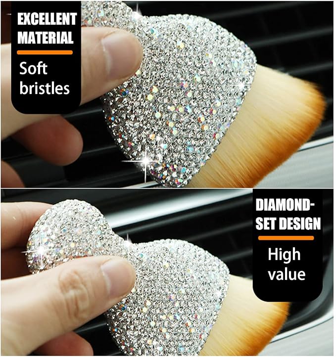 zipelo Diamond-Handle Car Detailing Dust Brush, White | soft synthetic bristles, beveled profile reaches narrow gaps, scratch-free wet or dry use, compact storage, cleaning tools