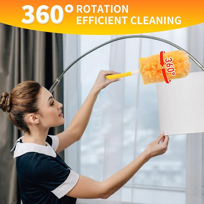 36 Count Duster Refills with 1 Firm-Grip Handle for Swiffer Duster | Multisurface 360° Dusters with 4X Microfibers, Unscented Disposable Duster Refills for Cleaning Home