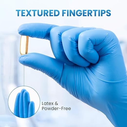 Borje Nitrile Exam Gloves Medium, 100 Count Disposable Gloves, Blue | Latex-Free Powder-Free, Food Safe, Cooking, Cleaning