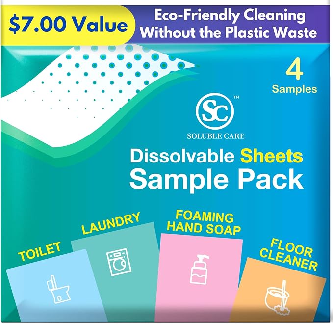 All Purpose Cleaner Sheets: Lemon Scent, Makes 5 Bottles | Ultra-Concentrated, Multi-Surface, Earth-Friendly Cleaner for Kitchen, Bathroom, Home & Office, 10-Pack + Bonus Sample Pack