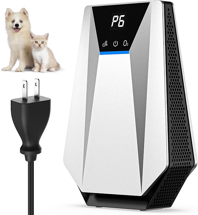 Cat Litter Deodorizer, Ozone Odor Eliminator & Air Ionizers, 99% Litter Box Deodorizer, Air Purifier Plug in for Dog Poop Odor Removal, for Toilet, Wardrobe, Shoe Closet, Garage, Room, Silver