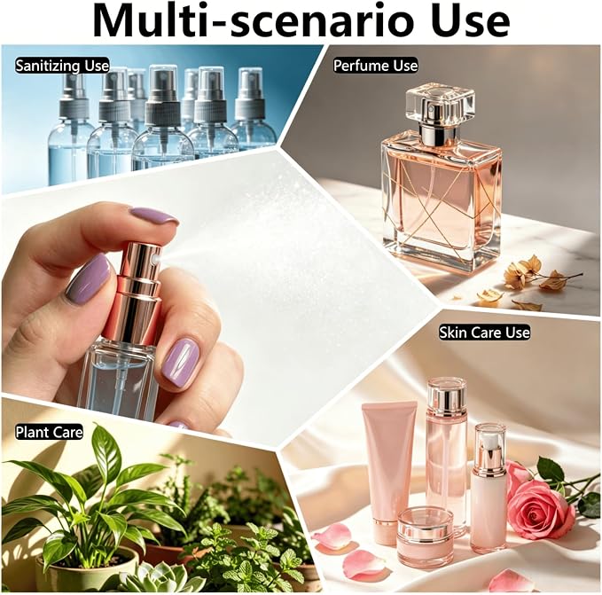 Perfume Travel Refillable, 6 Pcs 10 ml Glass Atomizers (Multi-Color) | Leak-resistant fine mist spray, mini perfume bottle set with filling tools, portable for travel, gym, office and daily use