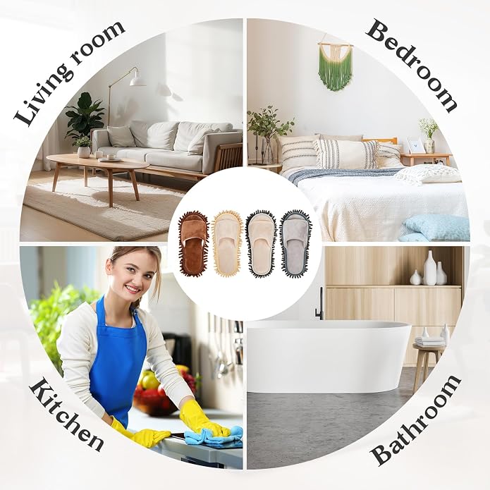 Jecery 4 Pair Microfiber Mop Slipper