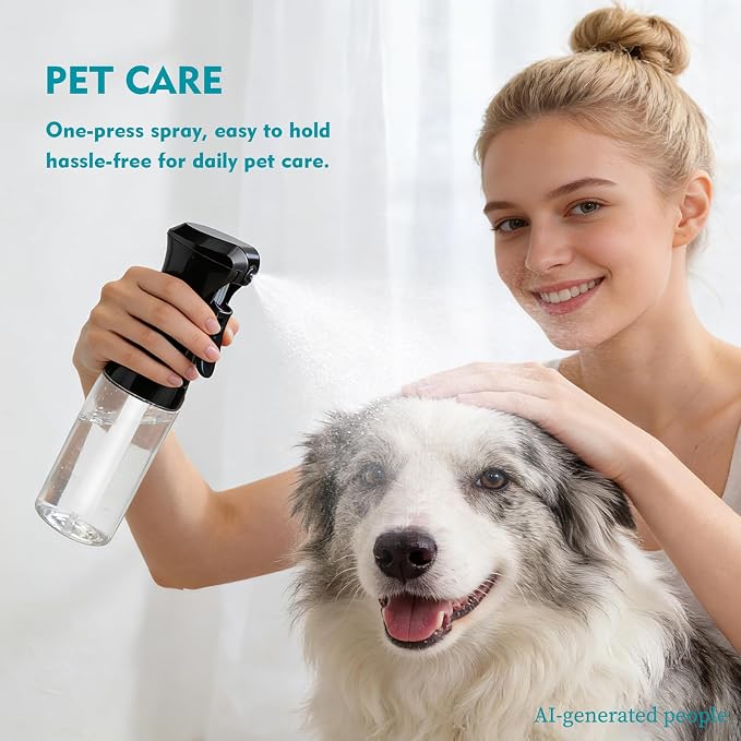 Continuous Spray Bottle for Hair, 6.8 OZ Ultra Fine Mist Spray Bottle | Leak Proof, Pre-Compression Technology, 360° Mist Sprayer for Hair Styling, Cleaning, Watering and Pets