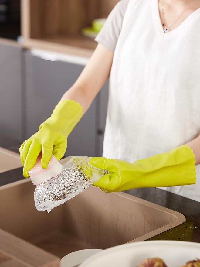 LANON wahoo Cleaning Gloves with Cotton Flocked Liner,Bud Tender,Small | Skin-Friendly,Dish Washing,Reusable,Latex Free,DEHP-Free,Non-Slip,Dishwashing Household Kitchen Gloves
