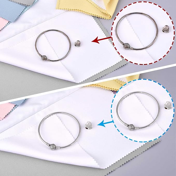 SEVENWELL Silver Polishing Cloth, 4PCS Large Jewelry Cleaning Cloths | Dual-Layer Cleaning, 10" × 12" Large Size, Reusable, Helps Remove Tarnish, Restores Shine, Jewelry Care