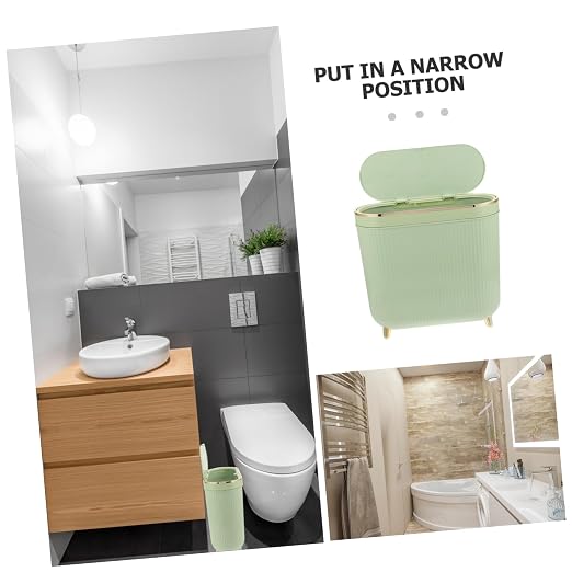 Alipis Sleek Slim Trash Can with Lid for Bathroom Bedroom and Kitchen Stylish Narrow Waste Basket for Spaces Odor-Blocking Design Easy to Clean for Home Decor