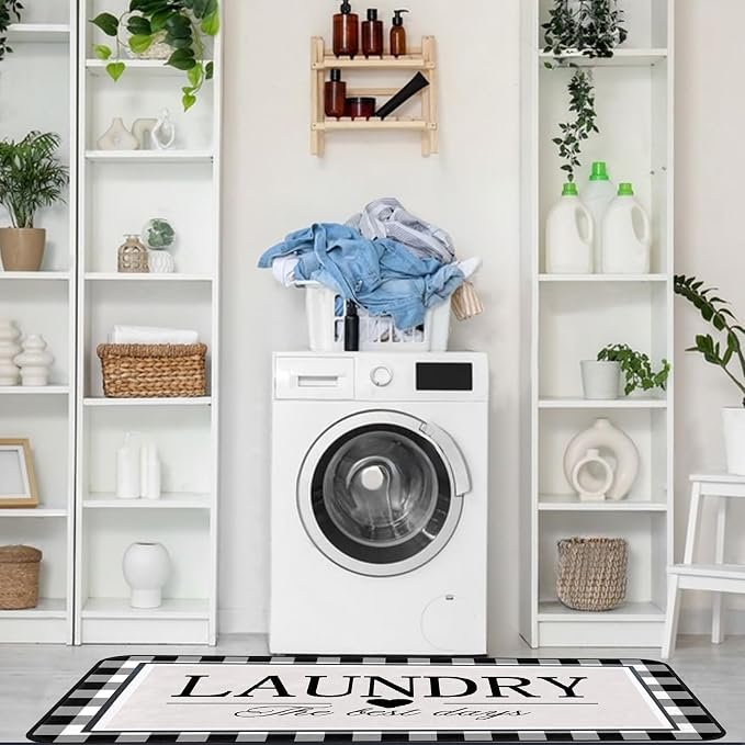Farmhouse Laundry Room Rug Runner 20"X47" Kitchen Mat Washable Entryway Rugs Soft Non Slip Laundry Carpets Comfort Standing Desk Mats,Carpet for Sink,Office,Laundry Room Decor Accessories