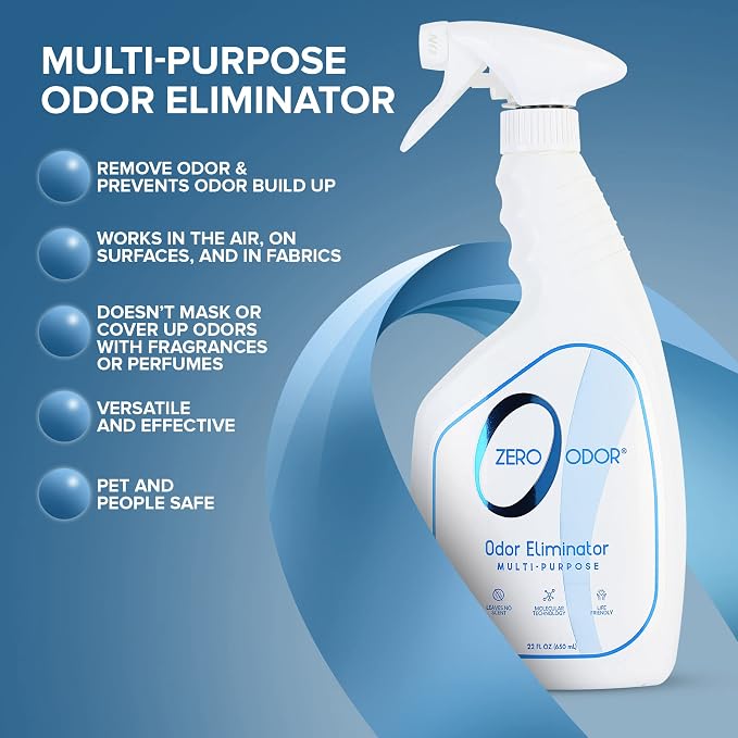 Zero Odor Multi-Purpose Odor Eliminator, Fabric & Room Deodorizer, 22 oz | Odor Eliminator Spray for Hotel, Bathroom, Basement, Trash & Upholstery, Air and Surface use