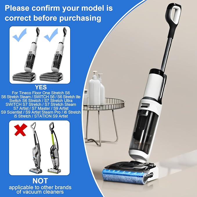 Roller Brush and HEPA Filter for Tineco Floor One Stretch S6/S7 Stretch Ultra/S7 Stretch Steam/i6 Stretch/i5 Stretch/S9 Artist steam/S9 Artist Pro Cordless Wet Dry Vacuum Cleaner Replacement Parts