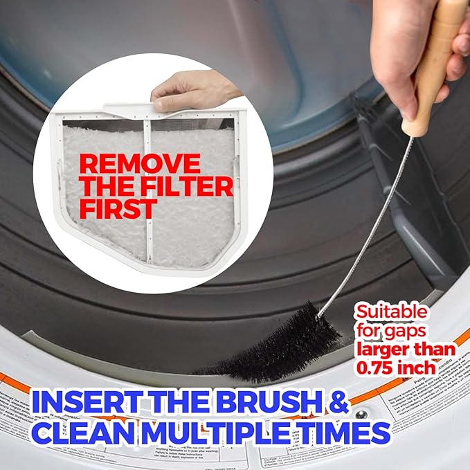 Holikme Dryer Vent Cleaner Kit 3 Pack – Crevice & 2 Lint Brushes | Flexible Nylon Bristles & Bendable Shaft Adapt to Tight Corners – Also Cleans Fridge Coils, Radiator Fins & AC Vents.