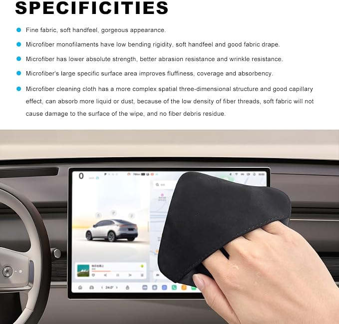 Ohleats 2PCS Car Screen Cleaner, Microfiber Cleaning Pad, Square+Round | Lint-Free & Scratch-Safe, Glove-Style Wear, Wet/Dry Dual-Use, Foldable Portable, For Car/Phone/Tablet/Laptop/TV