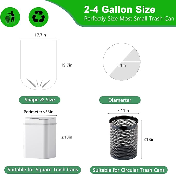 Small Trash Bags 2-4 Gallon 1000 Count Bathroom Garbage Bags Mini Plastic Wastebasket Liners for Can, Bin, Unscented