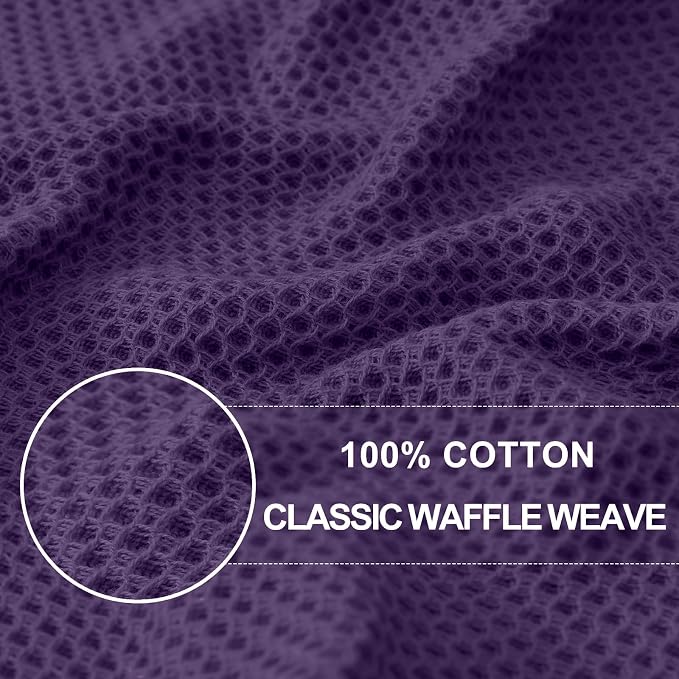Homaxy 100% Cotton Waffle Weave Kitchen Dish Cloths 8-Pack, Eggplant | 12 x 12 Inches, Ultra Soft Absorbent Dish Towels, Quick Drying Dish Rags with Hanging Loop