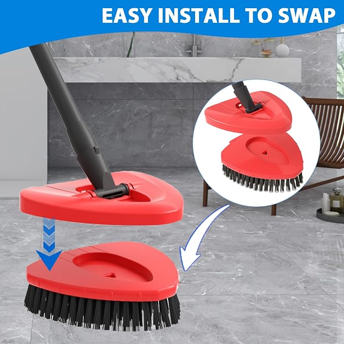 2-Pack Replacement Spin Mop Scrub Brush Heads for O-Cedar EasyWring 1-Tank | Dual Bristles,Soft Inner for foam & Stiff Outer for Stubborn Stains,20°Angled for Corners,Deep Cleaning,Reusable & Durable