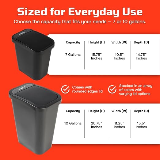 City Box Recycling Plastic Trash Can with Lid for Office | Available 7 & 10 Gallon Sizes, Durable Plastic Construction, Secure Lid, Lightweight Design Indoor Recycling bin for kitchen