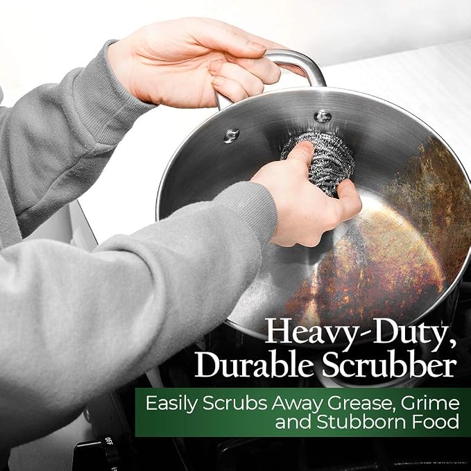 Stanley Home Products Stainless Steel Scrubbers – Rust Resistant Sponge for Pots, Pans, Grills, Ovens, Sinks and Tools – Metal Scrubbers for Kitchen & Garage Cleaning (1 Pack - 2 Count)