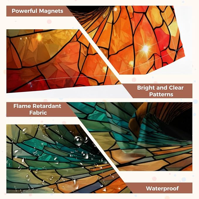 6 Pcs Fluorescent Light Covers for Ceiling Lights Colorful stained glass spiral computer generated abstract 3D rendering Magnetic Decorative Shade Filters 4x2 ft for Classroom Office Hospital Decor