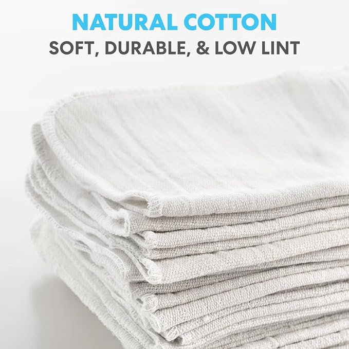 Simpli-Magic Cotton Shop Towels 14"x12" (90 Pack) – Reusable Cleaning Shop Rags for Automobiles, Industries, Garage and Homes (White)