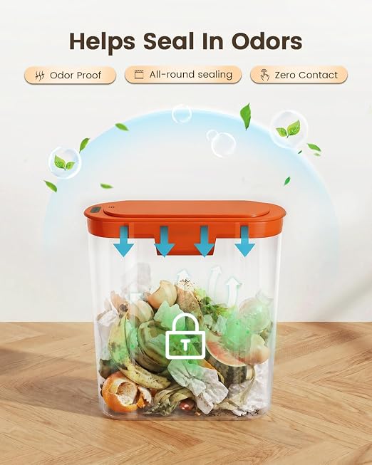 TIPGO 5 Gallon Automatic Bathroom Trash Can with Lid, Orange, Touchless | Motion Sensor, Slim Smart Garbage Bin, Plastic Wastebasket, Battery Operated, Manual Button, for Bedroom, Office,RV