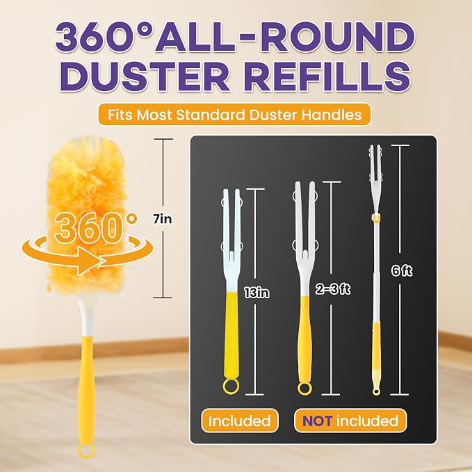 160 Count Duster Refills for Swiffer 360° Dusting Refills with Short Handle | Disposable Duster Refills, Multi-Surface Microfibre Dusters Kit for Home Office Cleaning