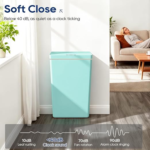 Dopinmin 13 Gallon Trash Can Automatic Trash Can Blue,4 Pack | Touchless Kitchen Garbage Bin with Lid, Smart Motion Sensor Garbage Cans 13 Gallon, 50L Wastebasket for Bathroom Bedroom