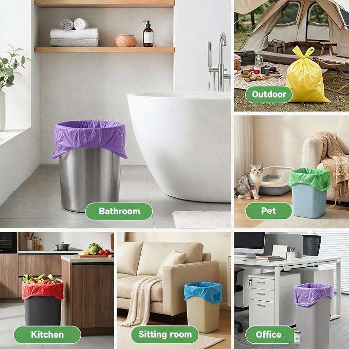 2 Gallon Small Bathroom Trash Bags - Colorful Biodegradable With Handles Mini Garbage Bags 100 Count Unscented Kitchen Car Office Little Wastebasket Liners 7.5 Liter Strong Thick Bulk Vincereon