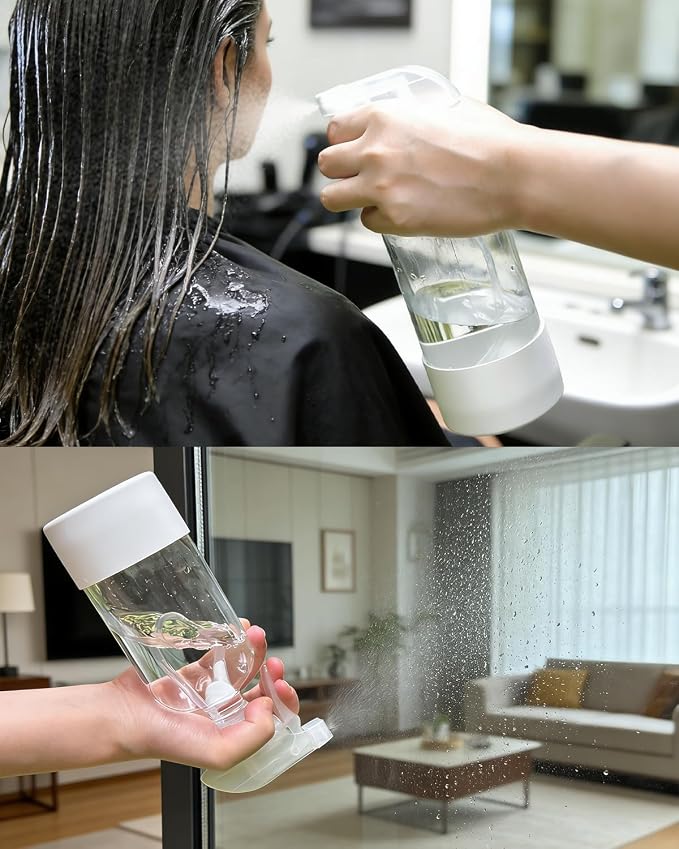 2 Pack 360° Glass Spray Bottles with Silicone Sleeve Black&White | 360° Inverted Spray Nozzle, Gravity Ball Designed for Cleaning Crack & Crevice, Leak-proof and Pressure-Resistant Design