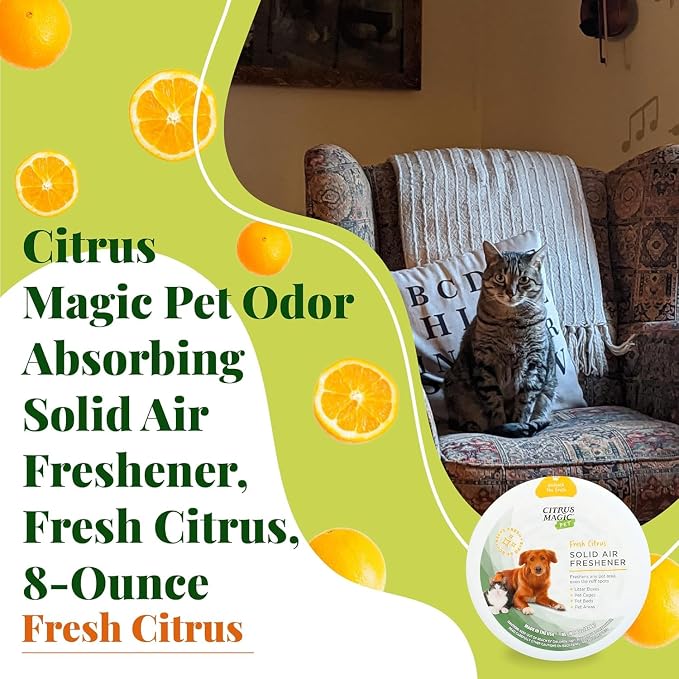 Citrus Magic Pet Solid Air Fresheners, Fresh Citrus, 8 Ounce, Pack of 3 | Odor Absorbing, Passive Diffusion, Odor Elimination Up to 6-8 Weeks Each, Ideal for Dog & Cat Areas and Litter Boxes