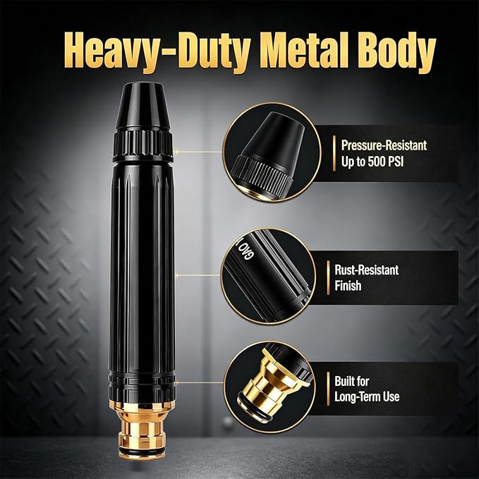 High Pressure Power Washer Nozzle with Connector Set, Nozzle Power Washer for Garden Hose,High Pressure Hose Nozzle for Car Washing