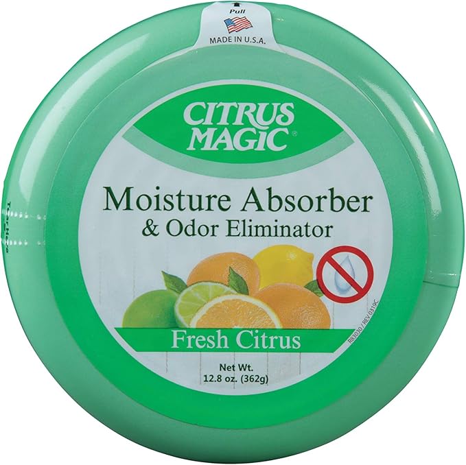 Citrus Magic Moisture Absorber and Odor Eliminator, 12.8 Ounce | Fresh Citrus Scent, Ideal for Bathrooms, Closets, Basements & Home Use, Up to 8 Weeks