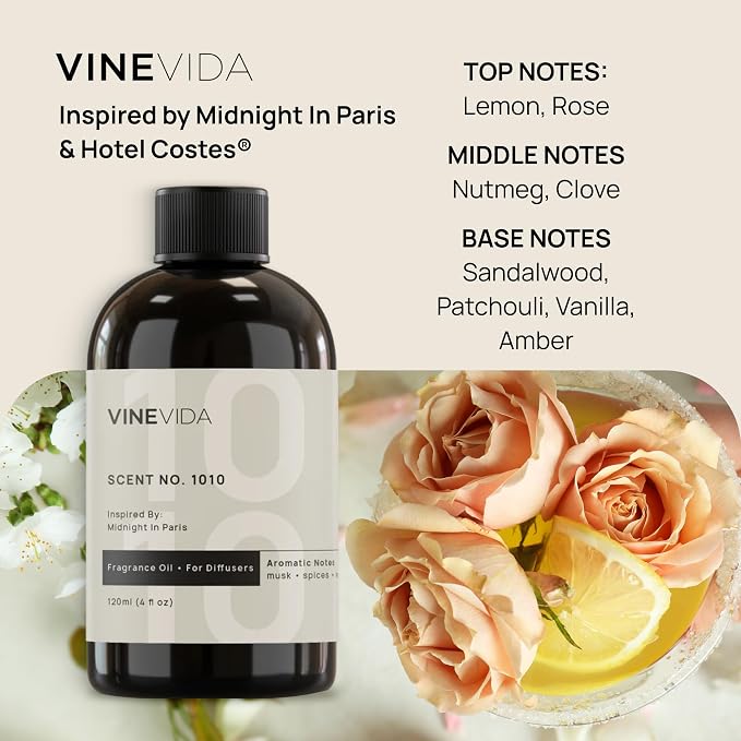 VINEVIDA (16oz) Hotel Fragrance Collection Diffuser Oil - Hotel Scents Diffusers for Home - Cold Air Diffuser Oil - Hotel Scent Essential Oil - Scent No.1010 Inspired by Hotel Costes